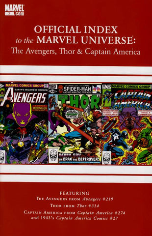 Official Index To The Marvel Universe Avengers Thor And Captain America #7 by Marvel Comics